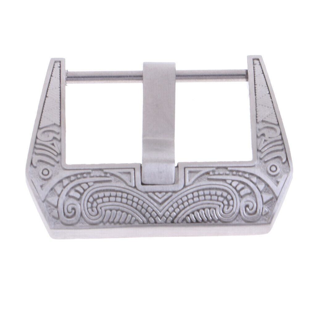 Flower Engraving Steel Screw-In Watch Buckle 22mm Replacement Clasp Crafts
