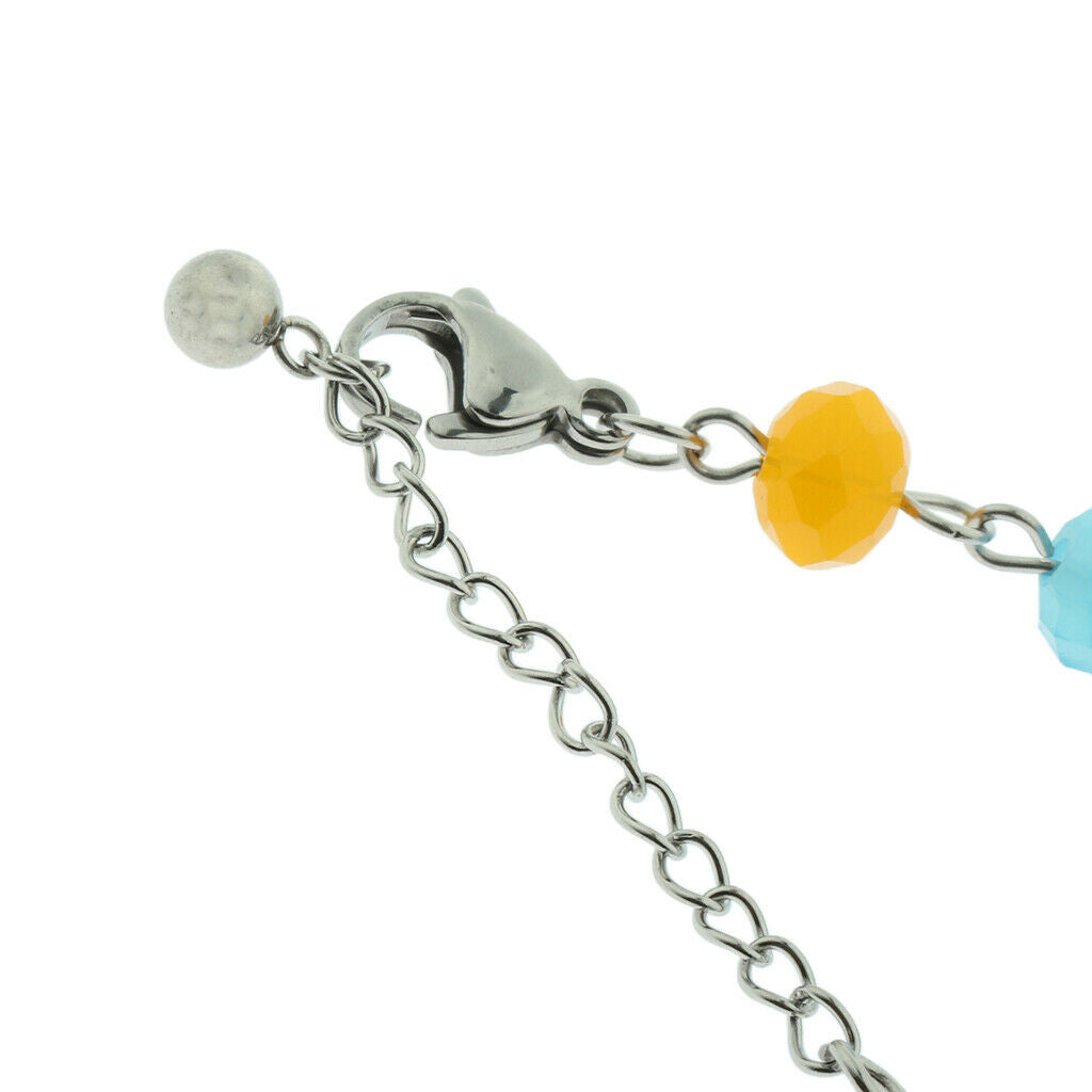Women Cross Bracelet Crown Crux Colorful Beads Pendant Adjustable Length