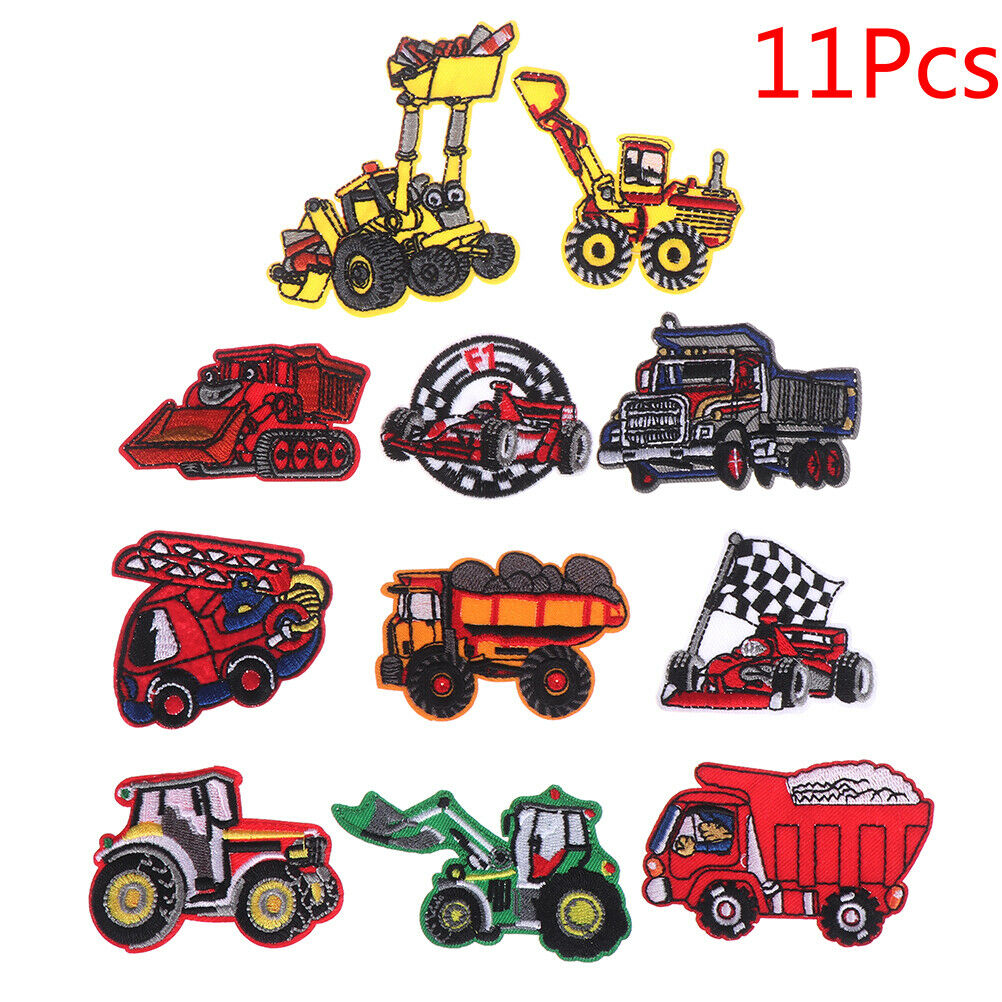 11 Pcs Mini Car Truck Patches For Clothing Applique Clothes Embroidered S.l8