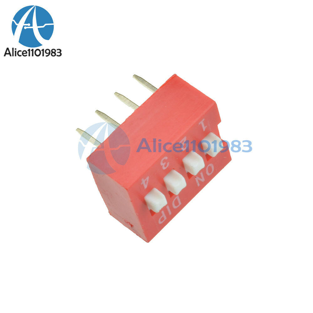 100PCS Slide Type Switch Module 2.54mm 4-Bit 4 Position Way DIP Red Pitch