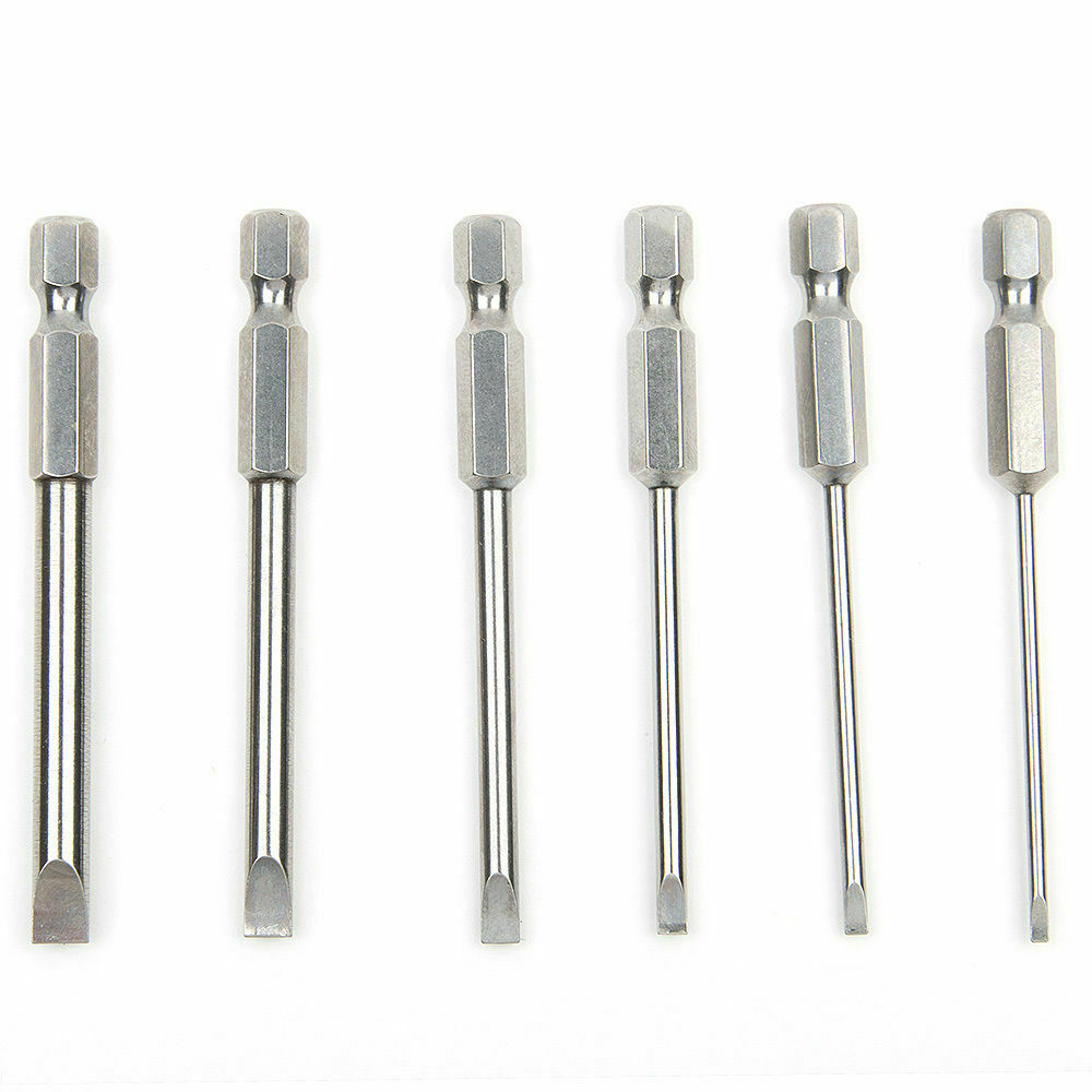 6xMagnetic 75mm S2 Steel Flat Head Impact Hex Screwdriver Bar Bits Drill Set L