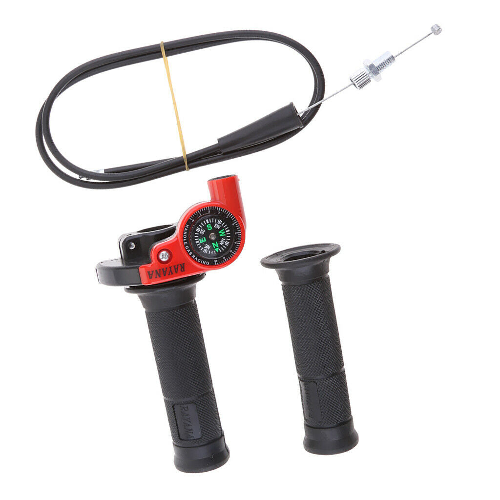 Throttle Grip Casing Cable with Compass for 22mm Handlebar Motorcycle Red