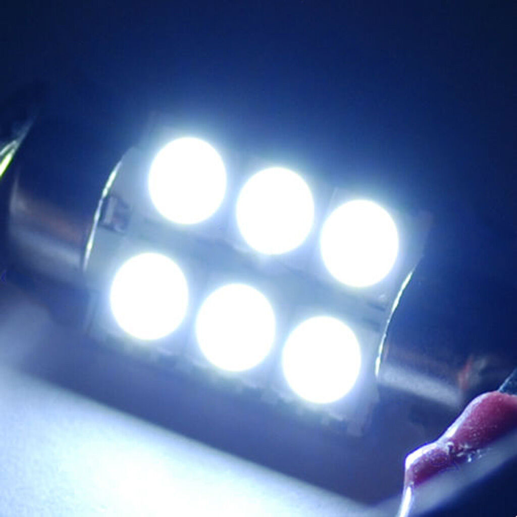 10X White 36MM 5050 6LED SMD Car Auto Interior Festoon Dome Light Lamp Bulb