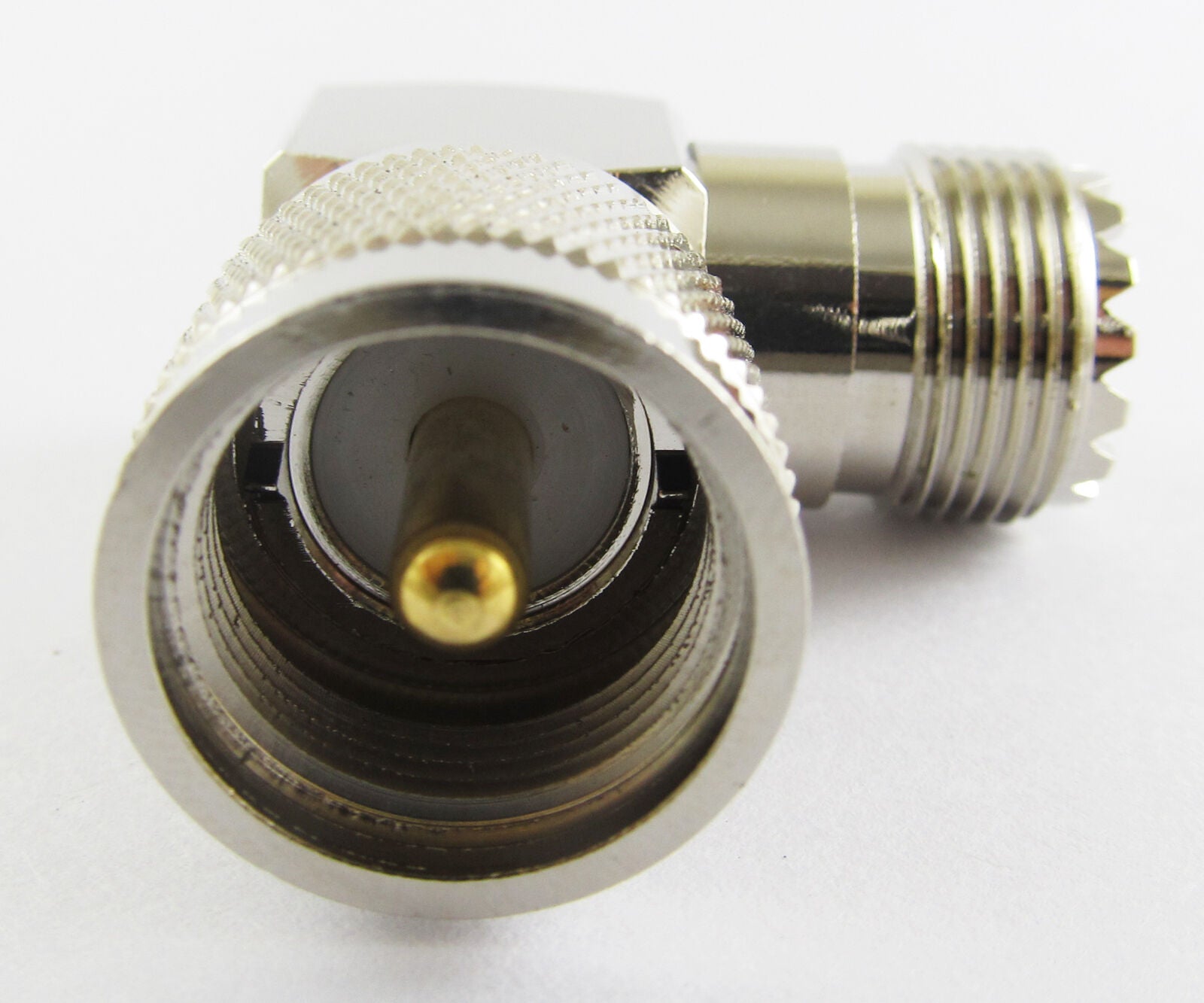 1pc Brass UHF PL259 Male to UHF SO239 Female Right Angle RF Coaxial Adapter New