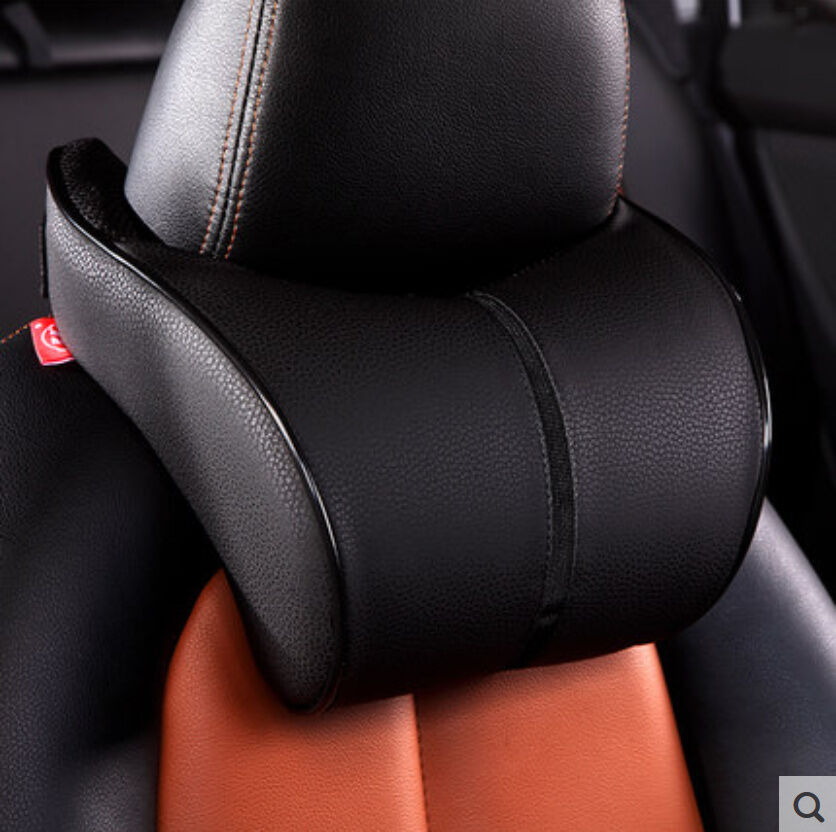 1xErgonomic Headrest Black PU Leather Auto Car Headrest Neck Rest Cushion Pillow