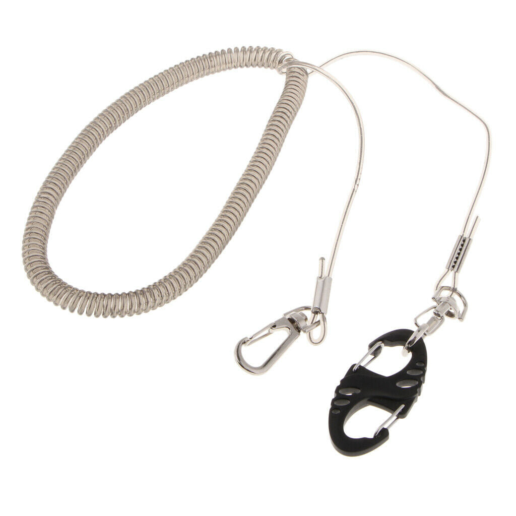 2.5m Steel Wire Fishing Coiled Lanyard Net Release Fly Fishing