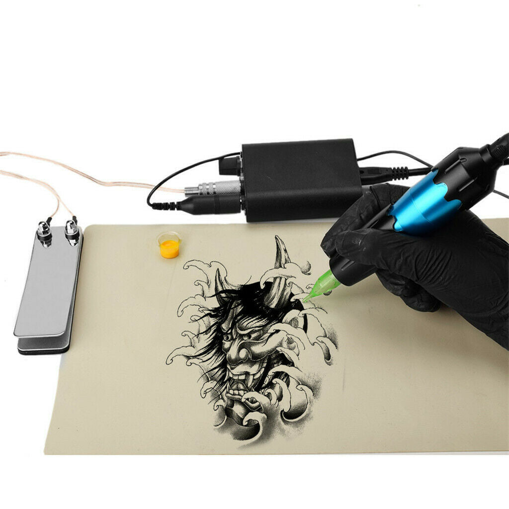 Powerful Tattoo Machine Set Rotary Pen Gun Cups Holder Stand Permanent Set