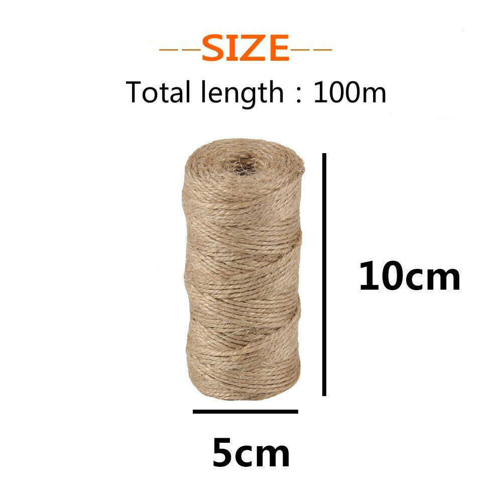 2 X 100M Rope Natural Hemp Linen Twine Rustic String Cord DIY Crafts Burlap New