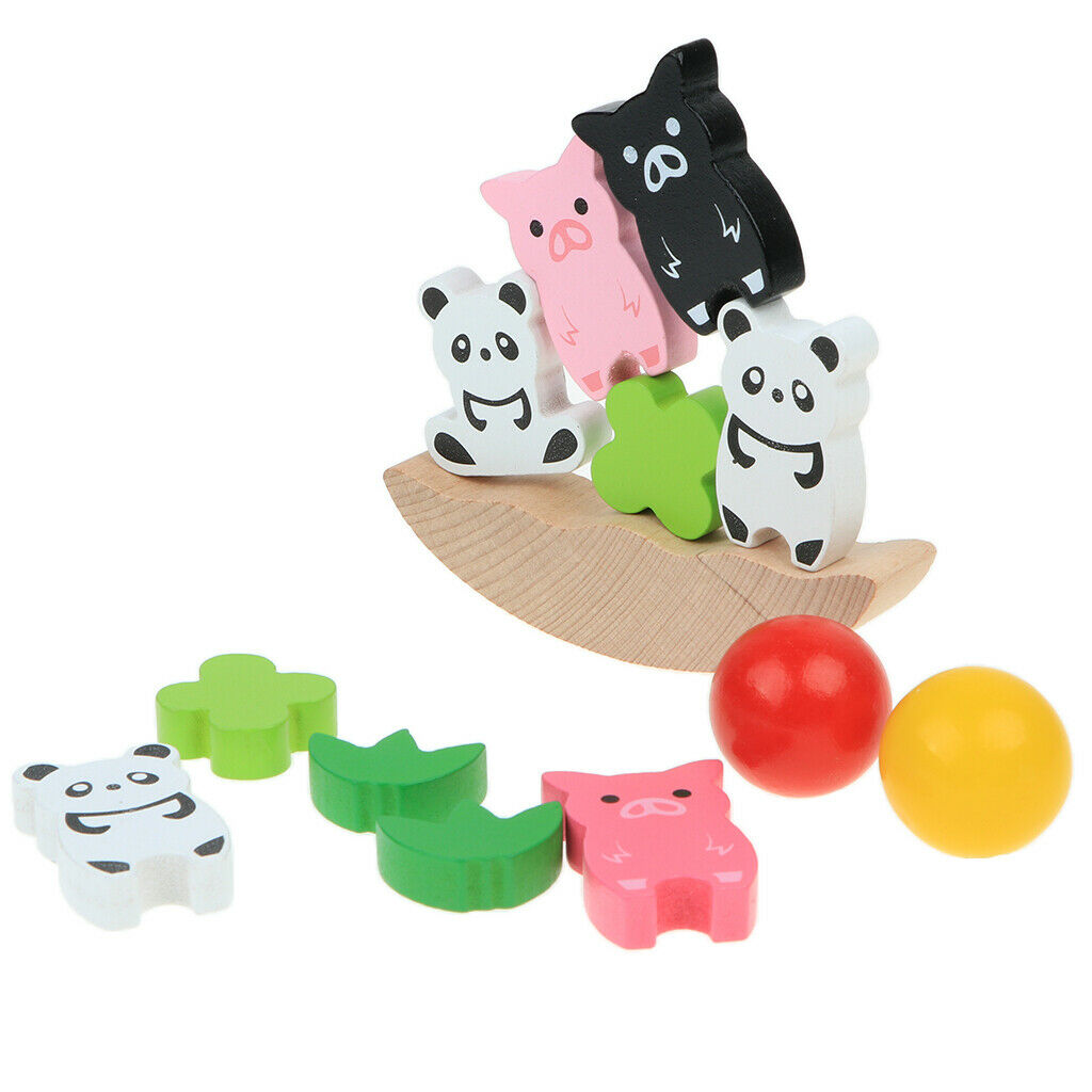 Fun Stacking Tower Balancing Game - Wooden Animal Building Blocks Baby Early
