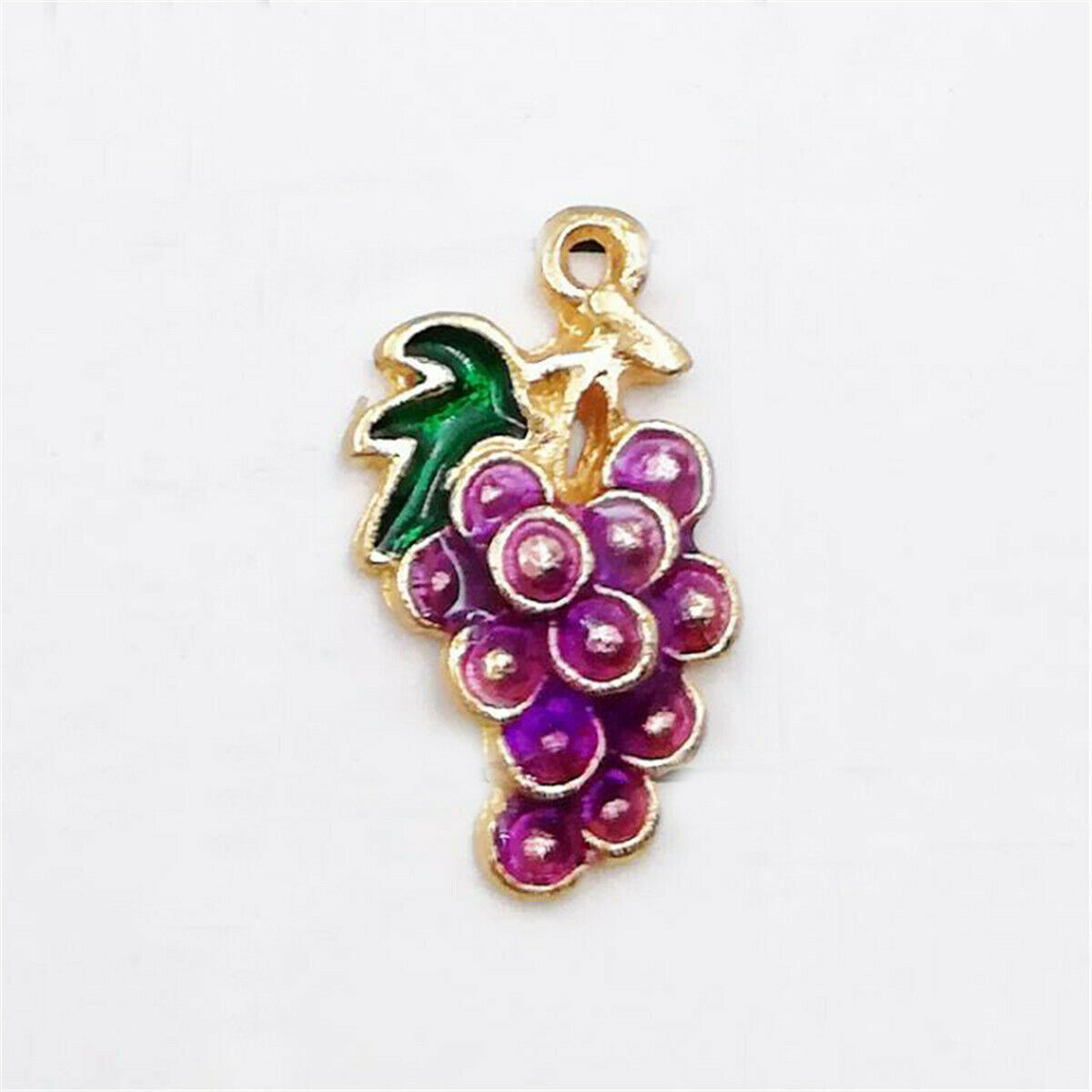 10PCS Purple Grape Fruit Enamel Charm Pendant For Jewelry DIY Finding Making