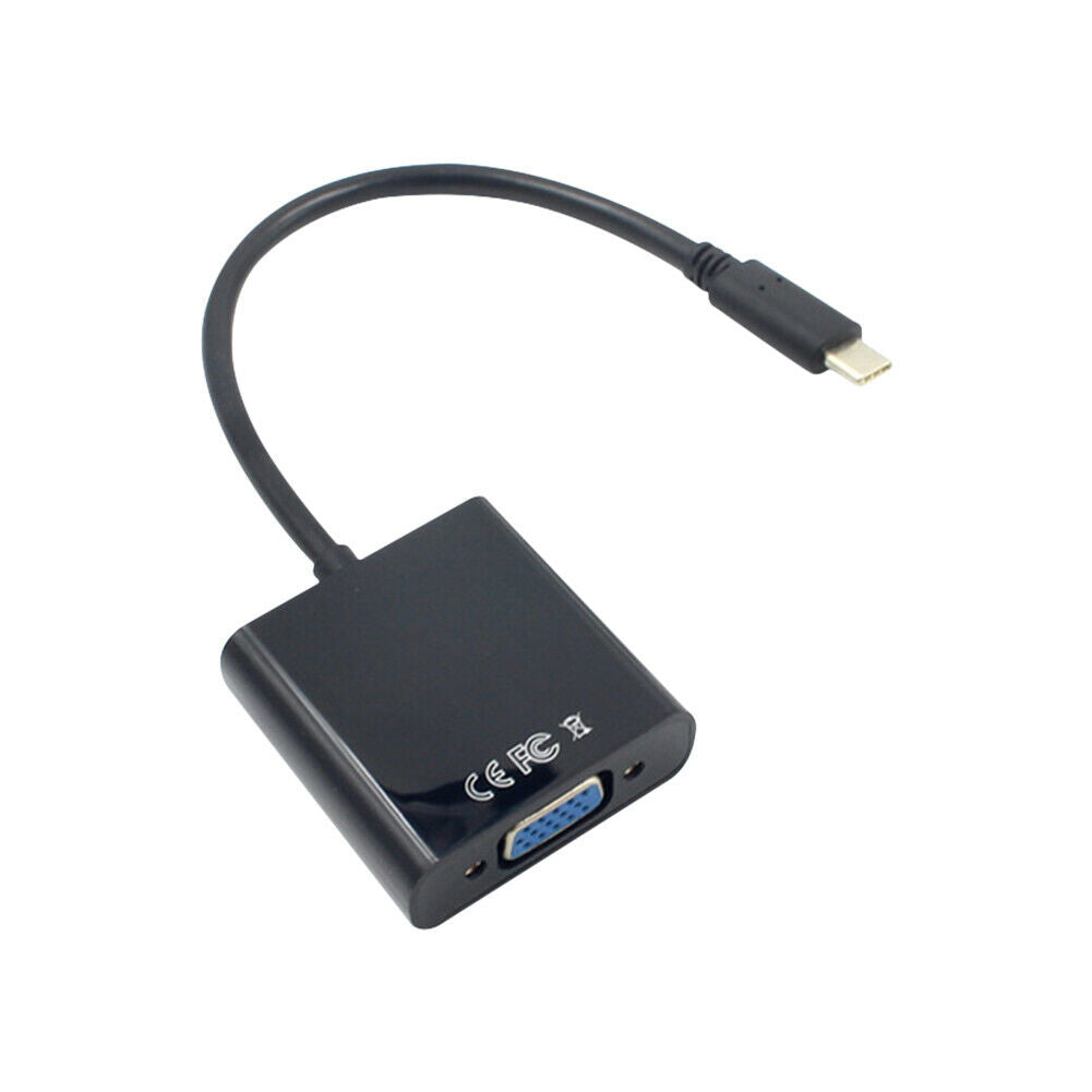 USB-C Display Port Male To VGA Female Adapter Transfer Cable Converter 1080p HN