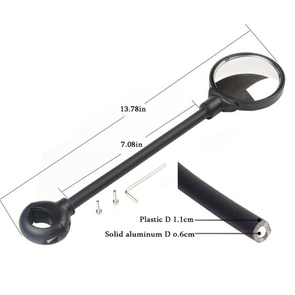 Adjustable Rotatable Cycling MTB Bike Handlebar Rearview Mirror, Cycling Safety