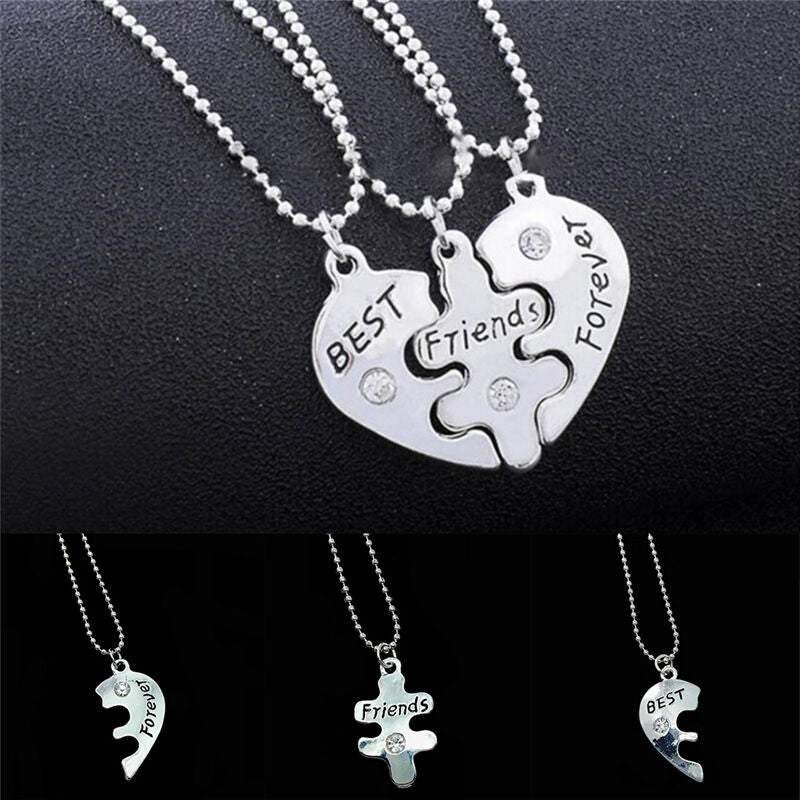 Best Friends Forever Broken Heart Crystal Pendant Necklace Friendship Jew.l8