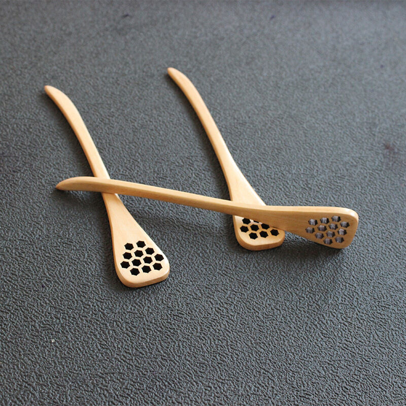 Bionic Natural Wood Honey Dipper Server Mixing Stick Spoon Hea.l8