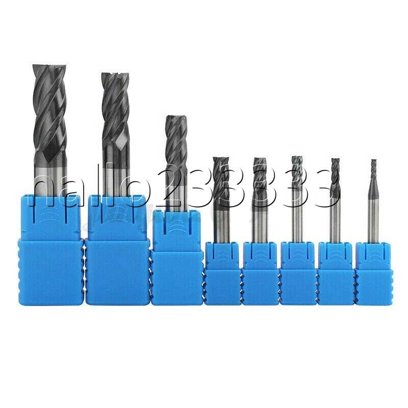 9Pcs 1-12MM HRC50 HSS Straight Shank 4 Flute End Mill Cutter CNC Drill Bit Tool