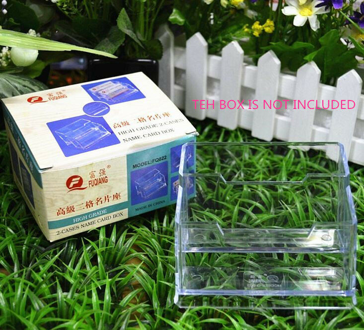 Plastic 2 Tier Business ID Card Desk Stand Holder Desktop Office Shelf_TPDD