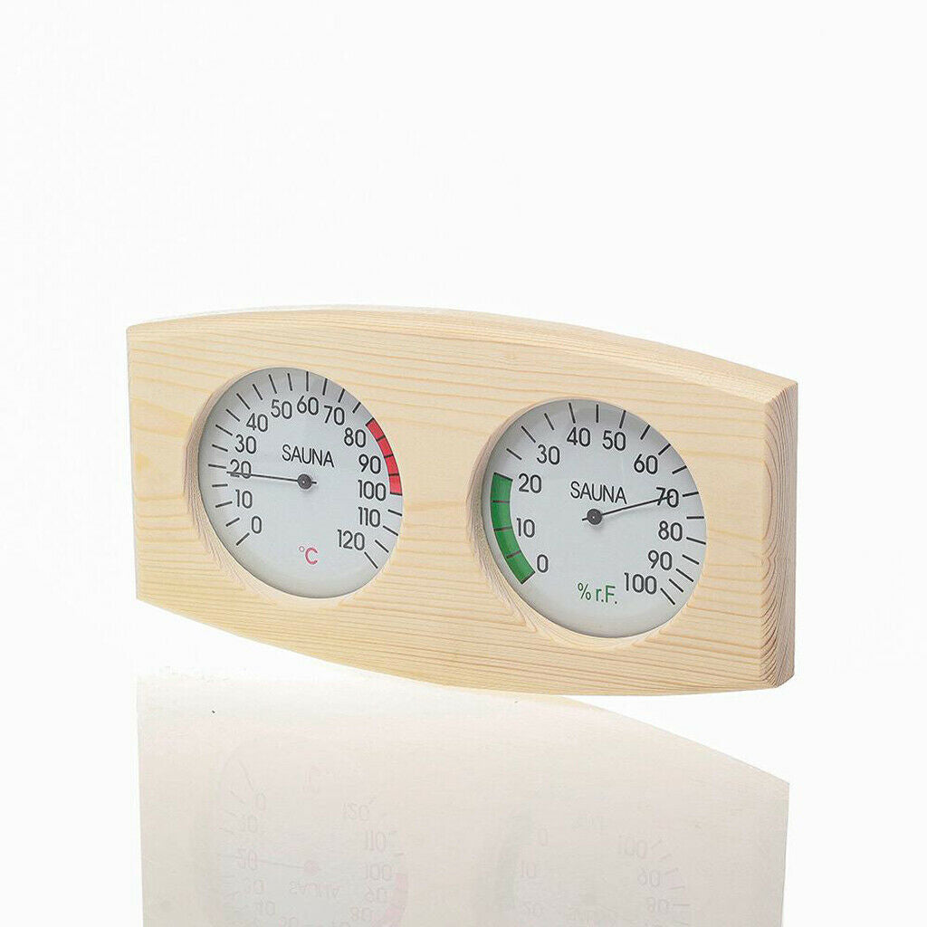 1x Pine Wood Sauna Thermometer Hygrometer Digital 2-in1 Sauna Room Equipment