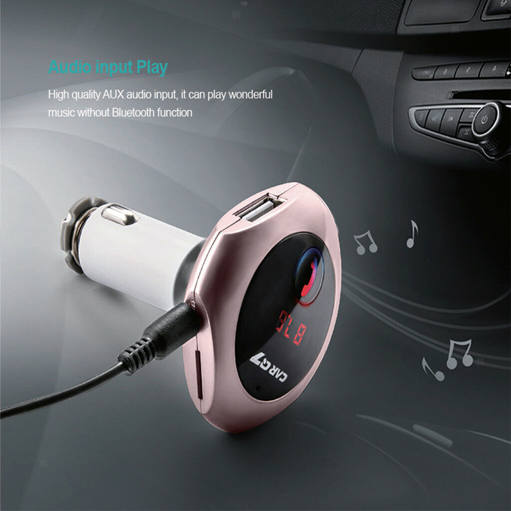Black-Bluetooth FM Transmitter Car Kit Handsfree Call AUX USB TF Card