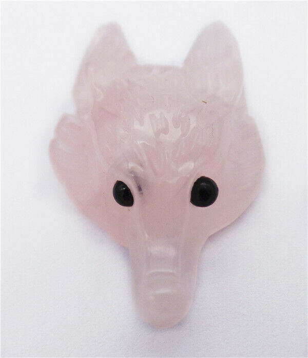 38x25x11mm Natural Rose Quartz Carved Fox Head Statue Healing Decoration HH8118