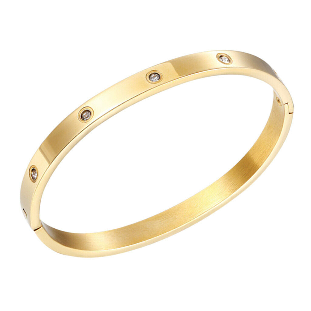 Trendy Polished Bracelet Bangles Crystal Slip-On Hinge Cuff Bracelet Women