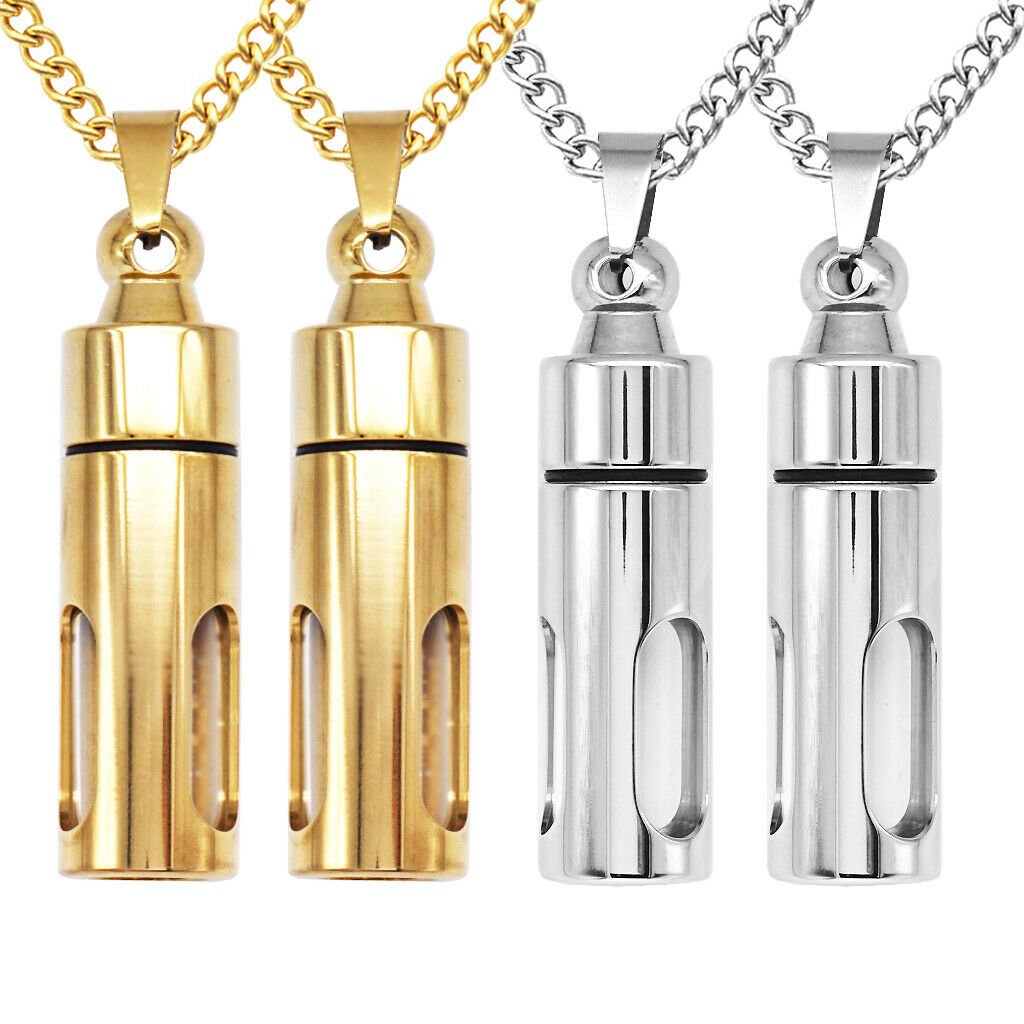 4Set Cylinder Tube Pendant Necklace Pet Urn Ashes Keepsake Memorial Jewelry