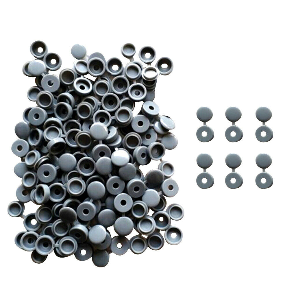 100 Pieces Plastic Hinged Screw Cover   for Car Home Furniture Decor Gray
