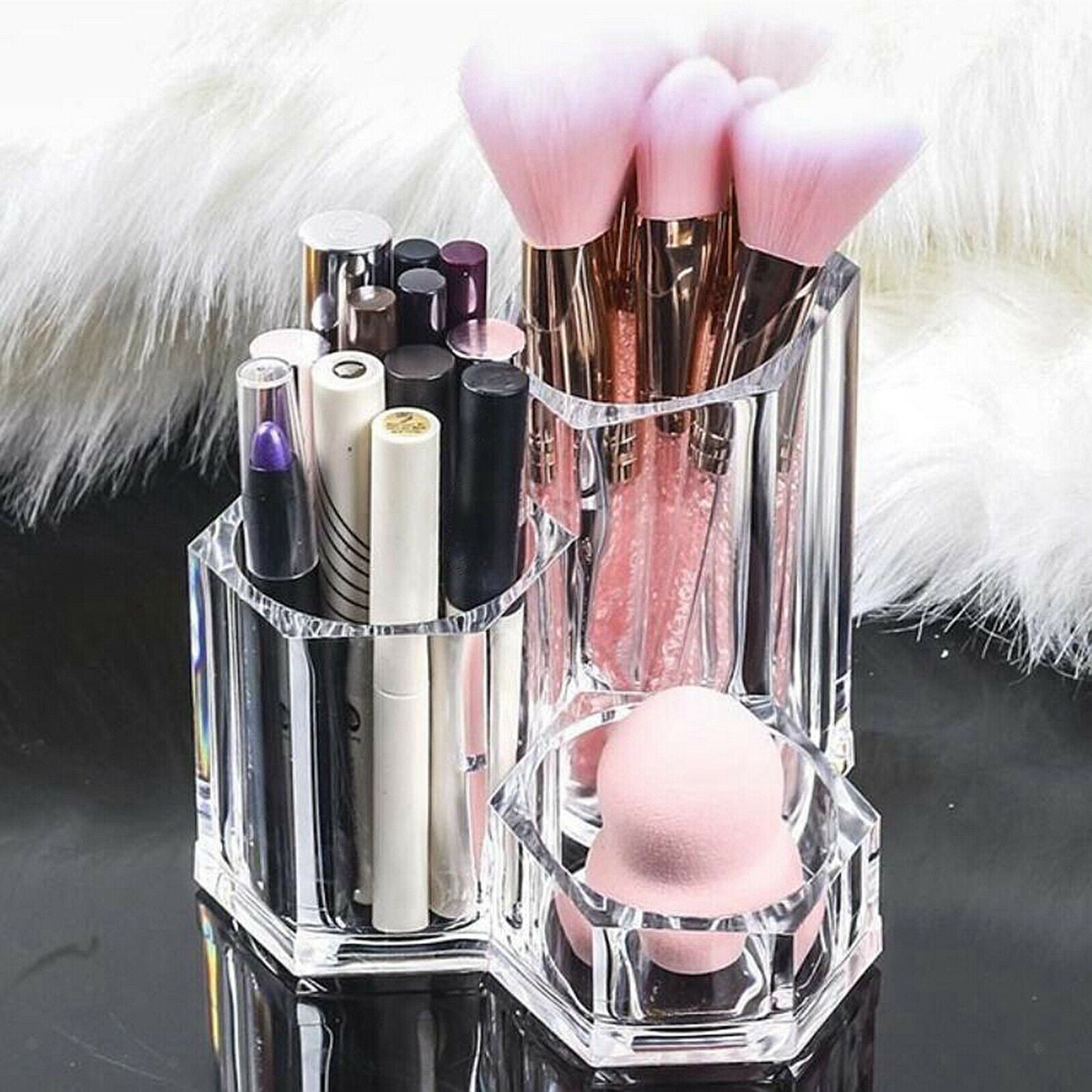 Cosmetic Organizer Makeup Brush Container Storage Box Save Space