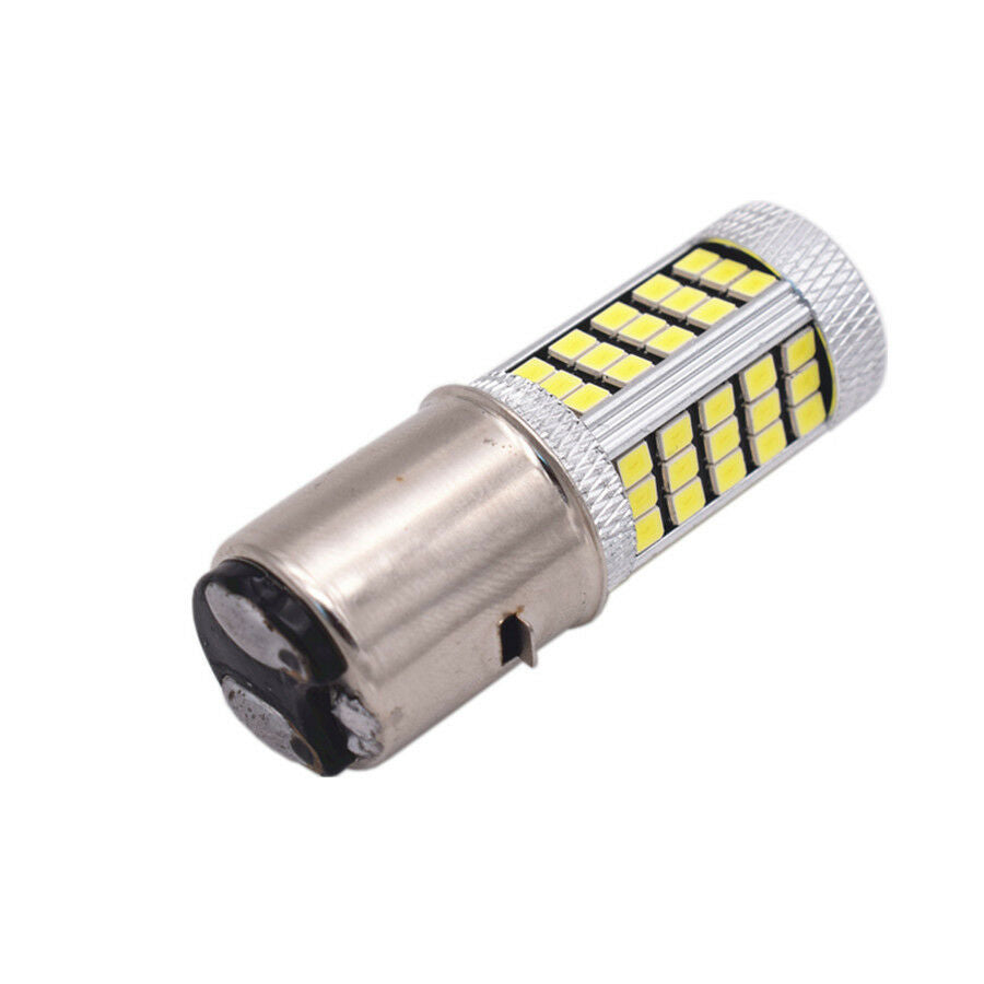 1Pair 12V 80W White LED BA20D 2835 66SMD Motorcycle Headlight DRL Fog Light Bulb