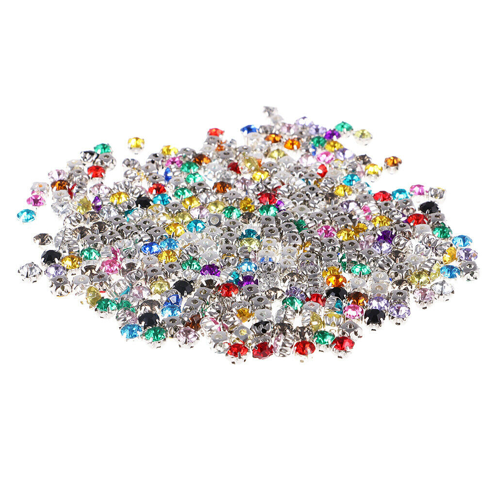 300pcs Sew On Crystal Loose Beads Faceted Beads Wedding Embellishment 6mm