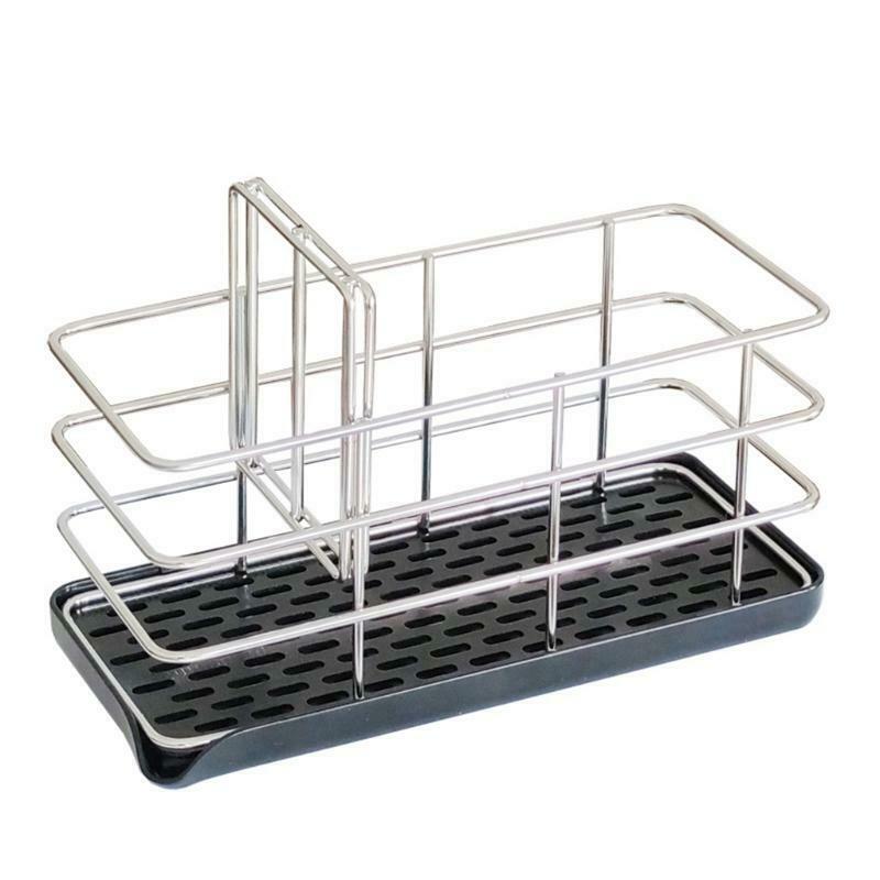 Kitchen Stainless Steel Drain Basket Sponge Storage Rack Rag Holder Towel Shelf
