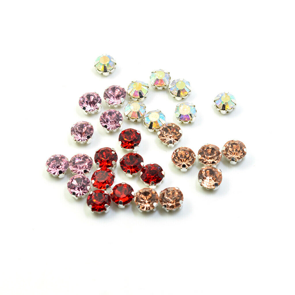 50pcs Crystal Sew On Rhinestones Embellishments Scrapbooking Crafts 8mm