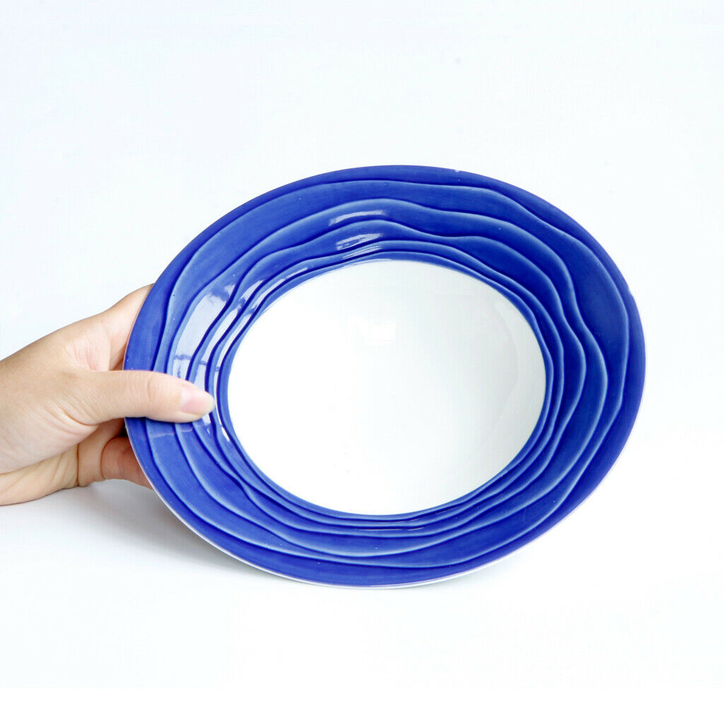 Ceramic Dinner Plate Fruit Salad Spaghetti Serving Plate Soup Bowl Dark Blue