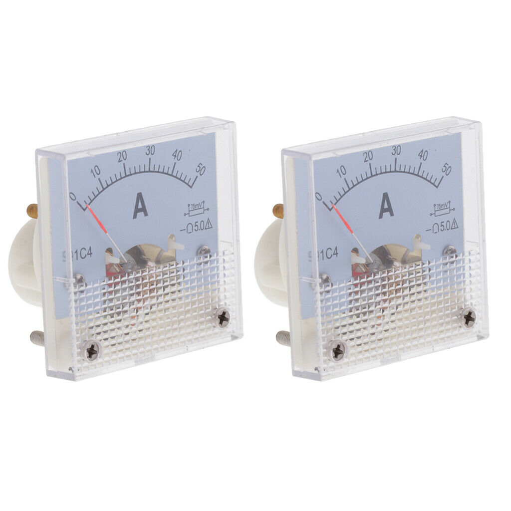 2 Pack Plastic Ammeter Analog Panel Meter Amp Meter Current Meter 75mV