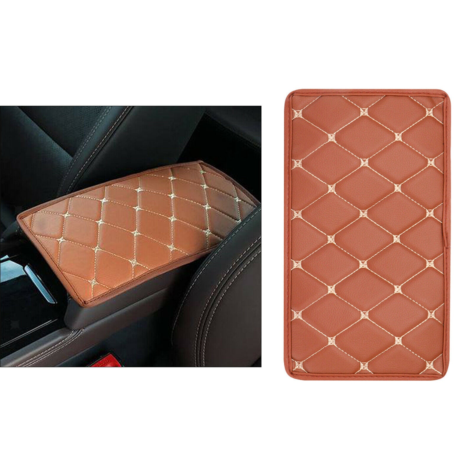 Car Armrest Centre Pad Cover Auto Arm Rest Cushion Pad Protector Brown