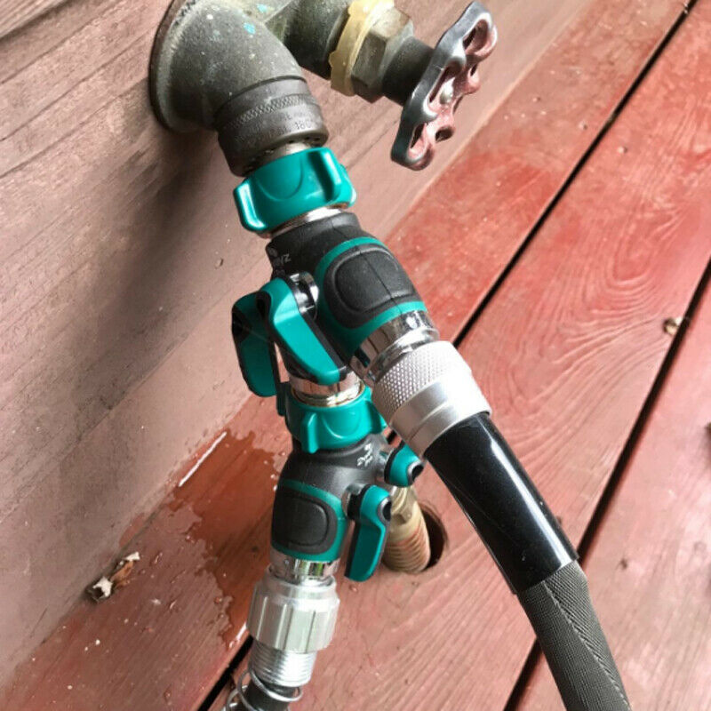 3/4" Metal Body 2 Way Y Shape Garden Water Hose Splitter Bolted Threaded Adapter