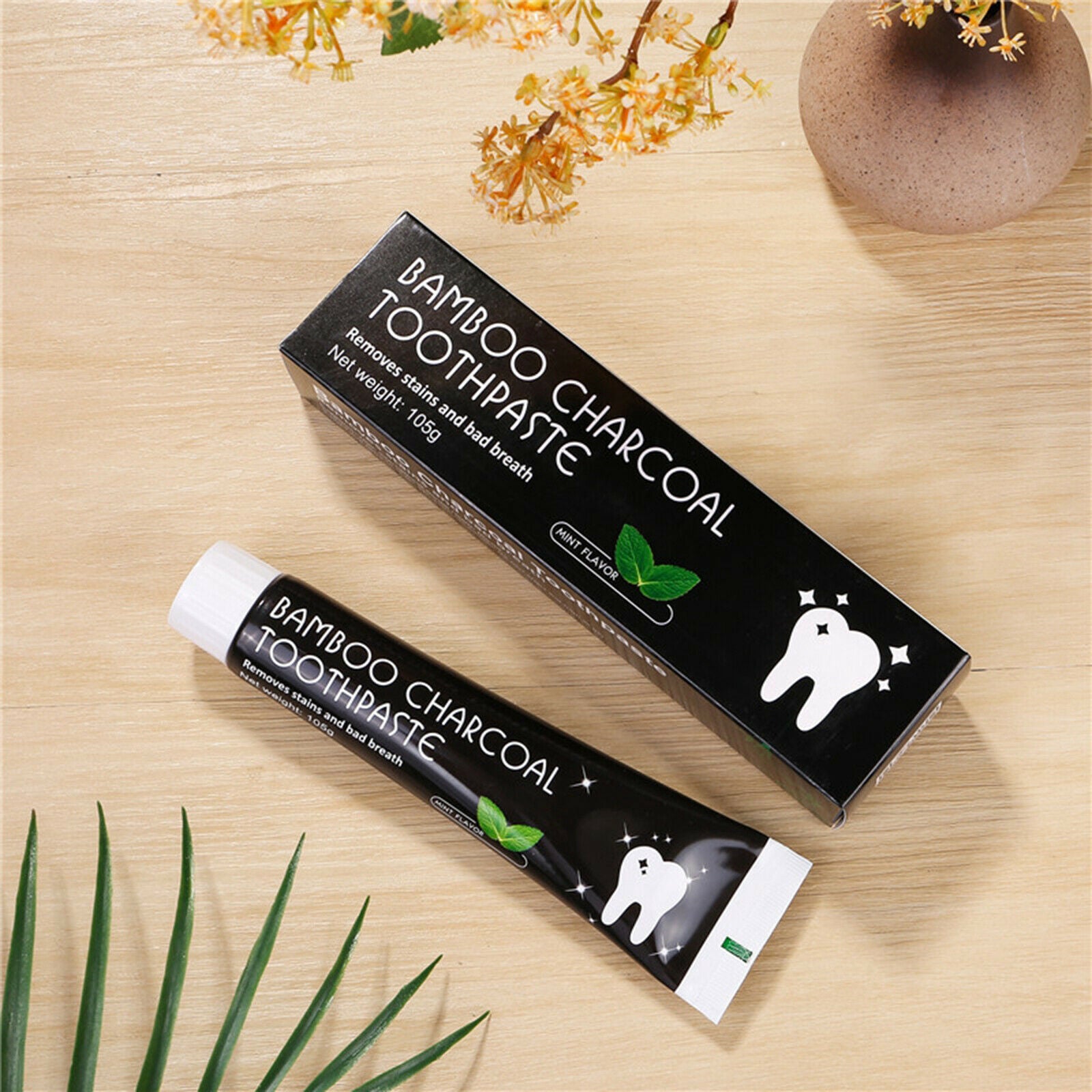 5 pieces black activated charcoal teeth whitening toothpaste stain remover