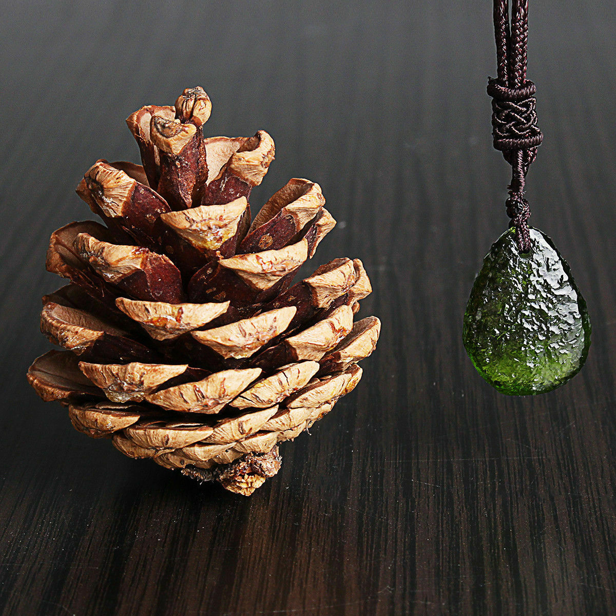 Moldavite Aerolites Crystal Stone Pendant Unique Energy Necklace Jewelry Green