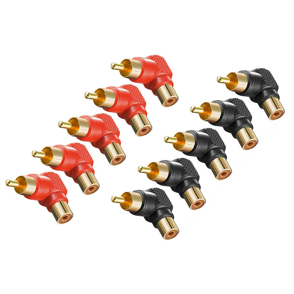10pcs Right Angle RCA Adaptor Male To Female Plug Connector Audio Adapters