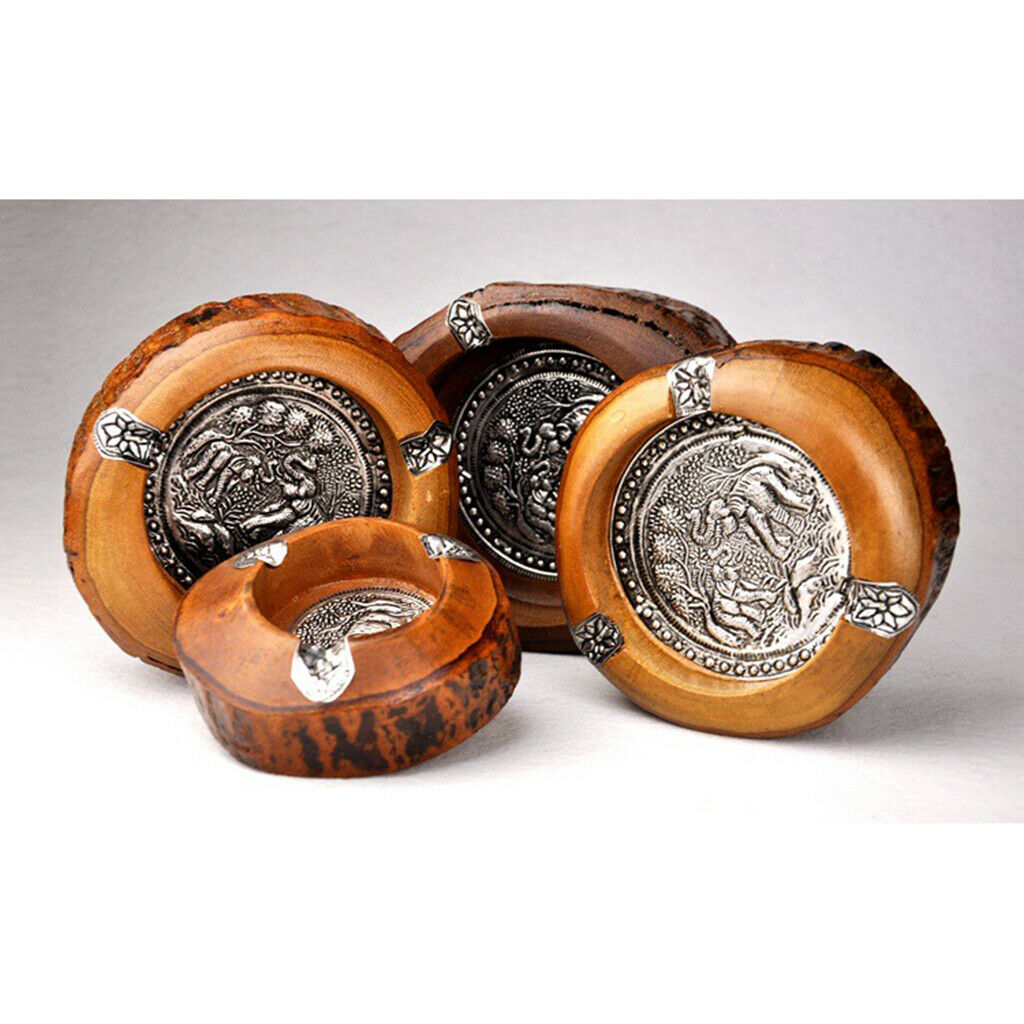 Wood Elephant Pattern Ashtray Creative Southeast Asia Style Ashtray 5 inches