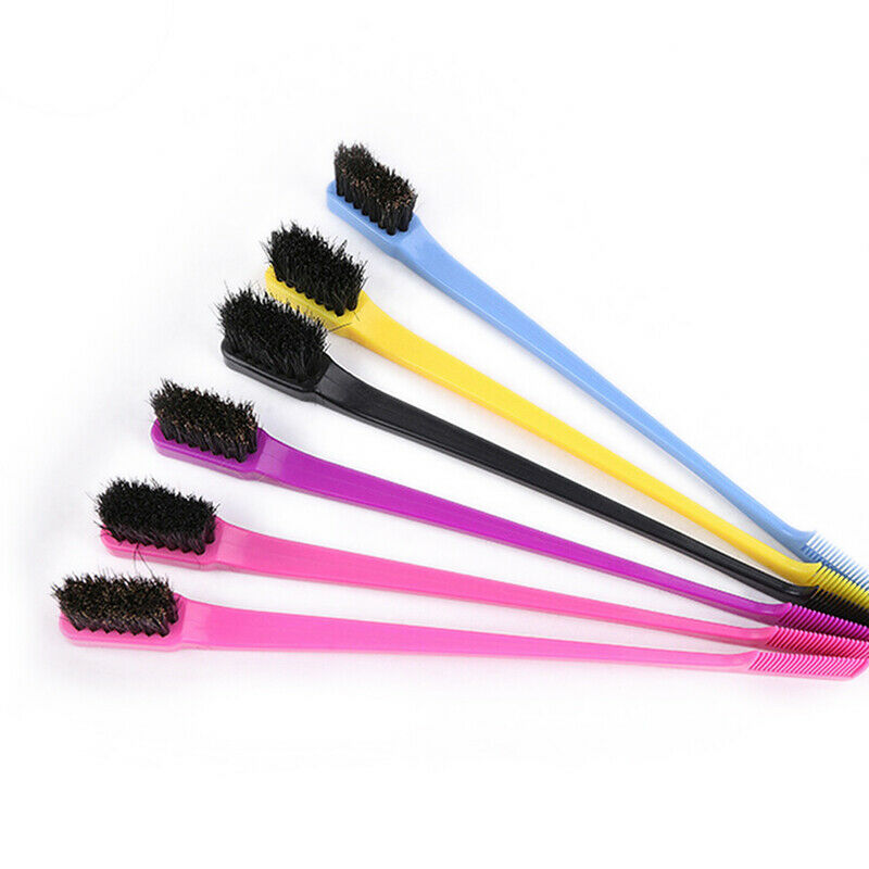 2pcs Edge Double Sided Comb Hair Control Brush Gel Smooth Natural Colors .l8