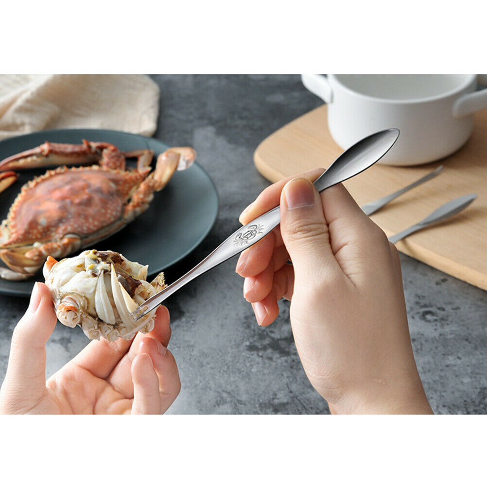 5PCS Stainless Seafood Tools Crab Fork Spoon Crab Needle Multipurpose Meat Spoon