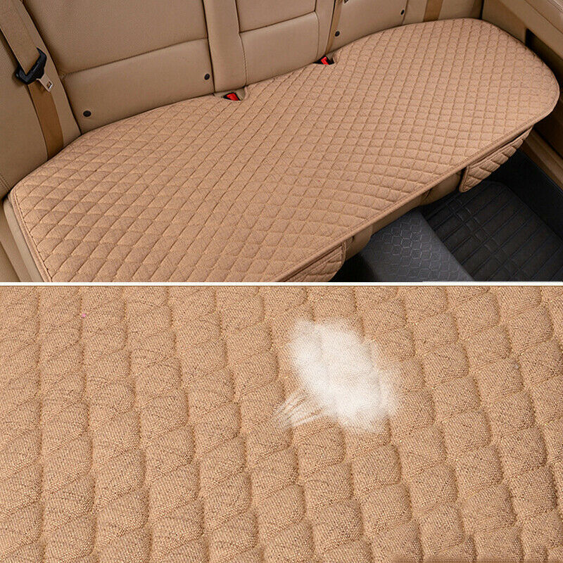 3PCS Universal Linen Fabric Car Seat Cover Front Rear Flax Cushion Breathable