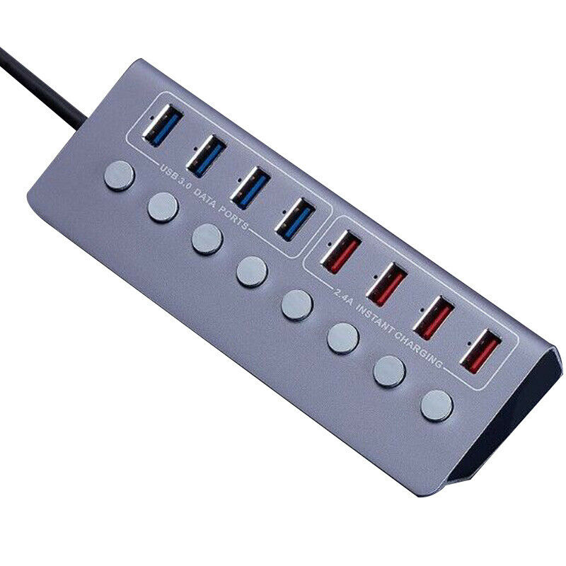 4X(Aluminum Alloy 8-Port USB3.0 Splitter 4 Port Laptop Extended USB HUB 4 PG2I7)