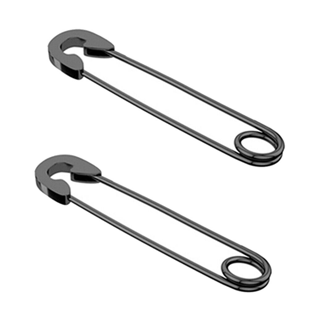 Pack of 2 Punk Retro Style Safety Pin Earrings Drop Piercing Ear Cuff 37.8mm