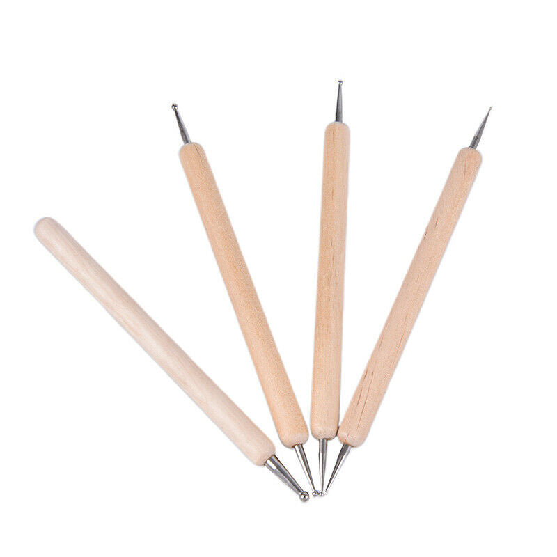 4PCS/set Wood Handle Stainless Steel Modelling Pottery Ceramics Tools For.l8
