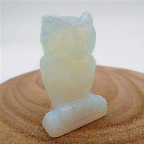 45g 48x26x20mm White Opal Hand Carved Owl Decoration Statue Home Decor HH7927