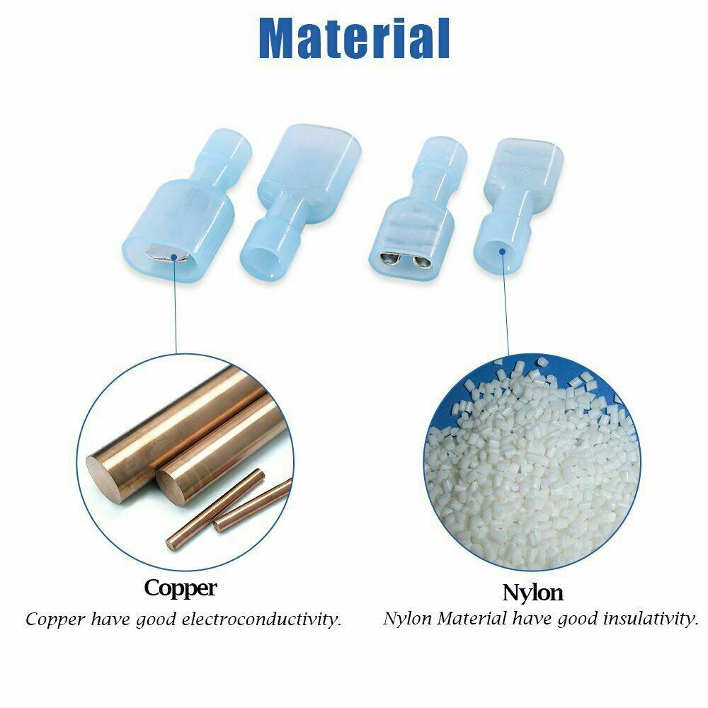 180x Nylon Insulated Spade 10-22 Gauge Female Male Wire  Connectors Terminal Kit