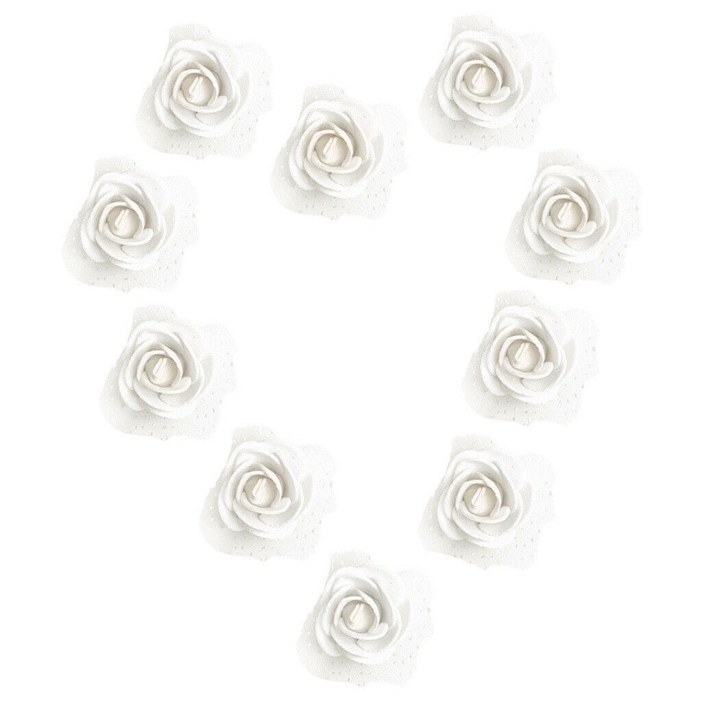 100pcs Artificial Foam Rose Head Flowers Wedding Home DIY Craft Decor White
