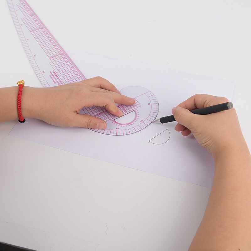 Styling design plastic ruler 3in1 french hip straight curve comma ruler tool FT