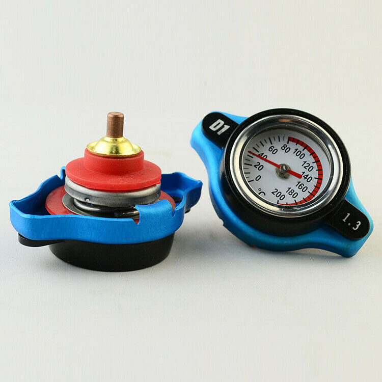 2pcs Thermost Radiator Cap Water Pressure Rating Temperature Temp Gauge 1.3Bar